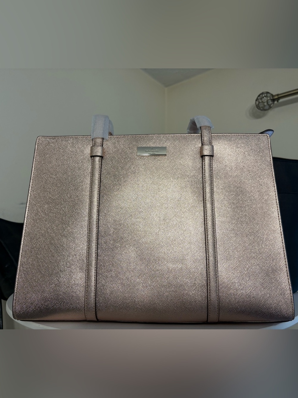 Kate Spade “Kenzie” Metallic Rose Gold Saffia Large Tote Limited Edition